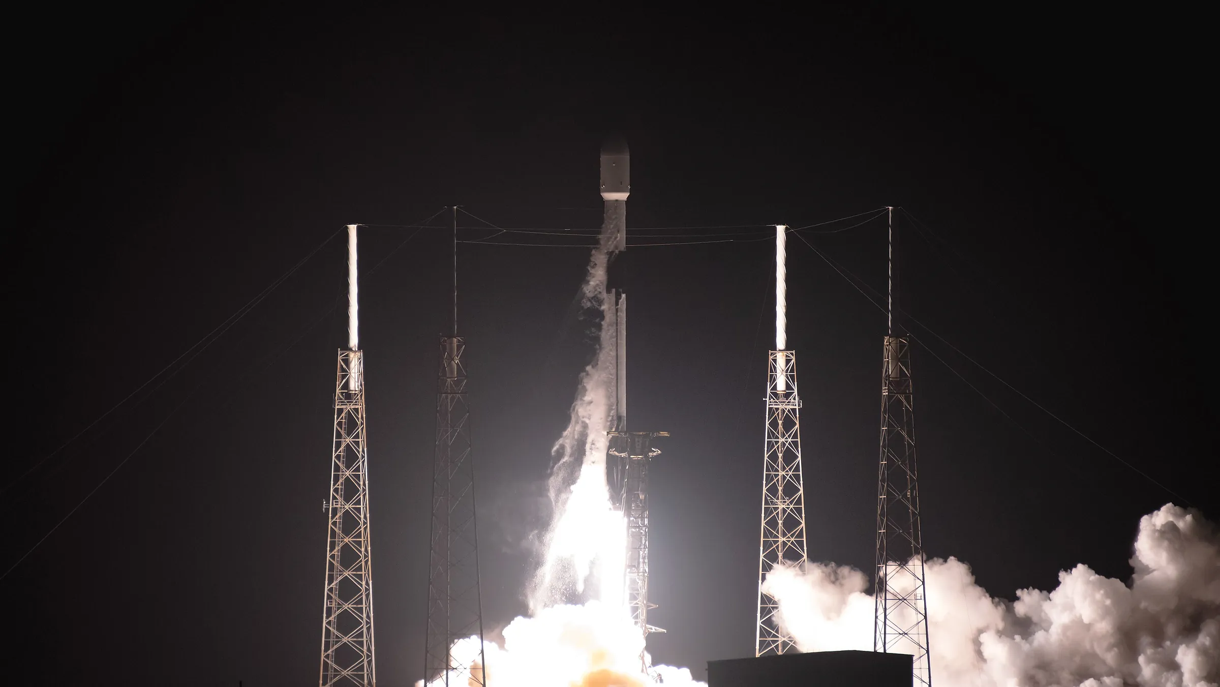 A Falcon 9 lifts off from Cape Canaveral Space Force Station.